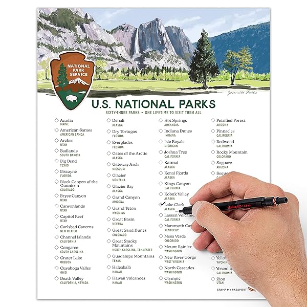 US National Parks Checklist Poster 8 x 10 inches feature image