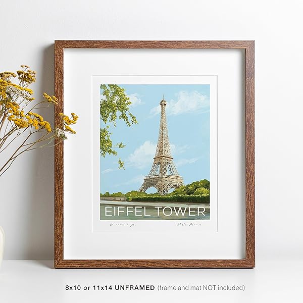 Vintage Eiffel Tower Paris Travel Poster framed (frame not included)