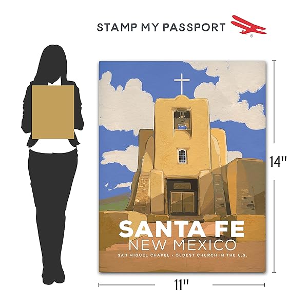 San Miguel Chapel Santa Fe, NM vintage poster-dimensions