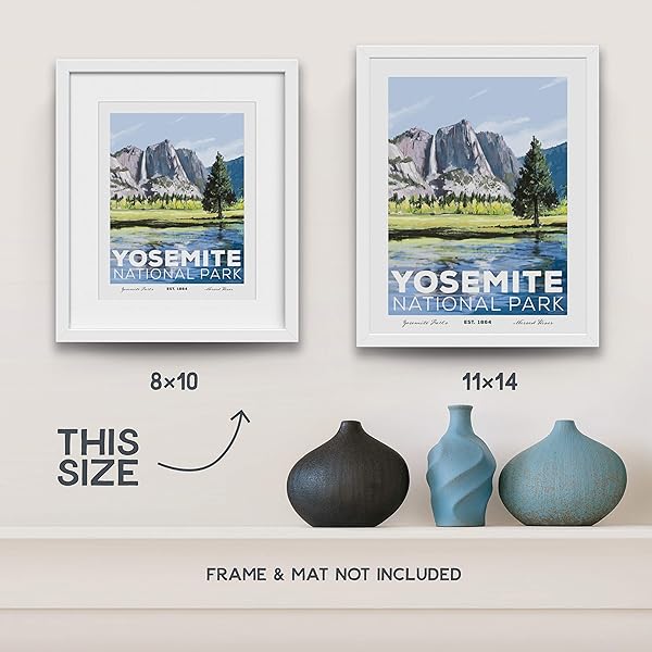 Yosemite National Park 8x10 vs 11x14 size comparison (frame not included)