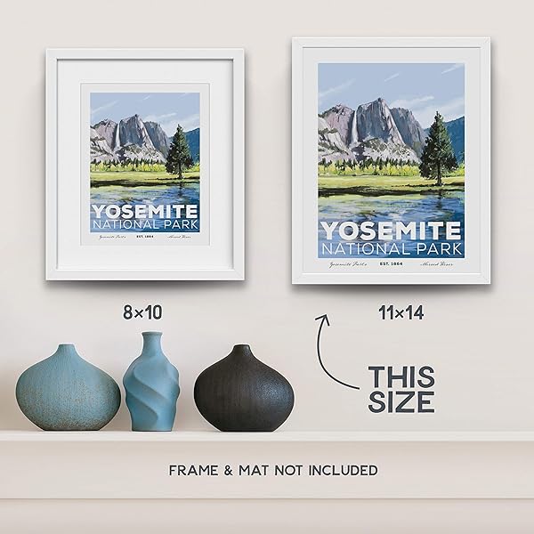 Yosemite National Park 8x10 vs 11x14 size comparison (frame not included)