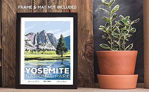Yosemite National Park in Black Frame next to plant (frame not included)