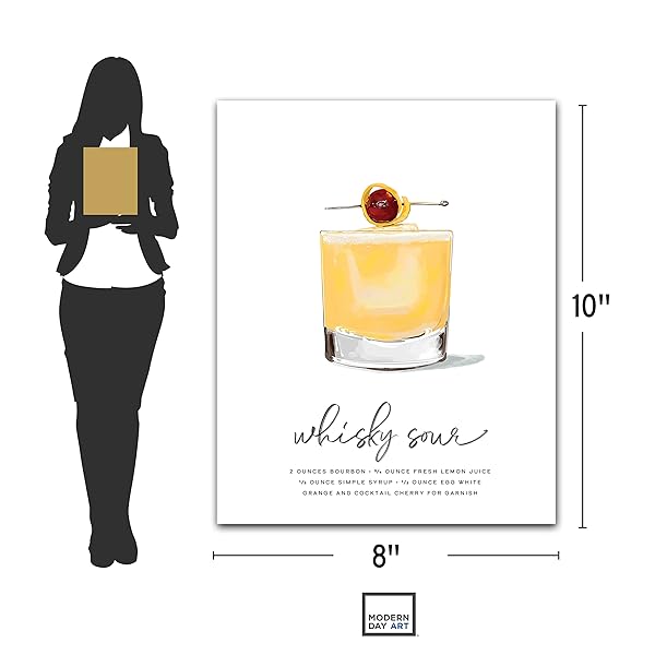 Whisky Sour Cocktail Wall Art 8x10 inch size chart