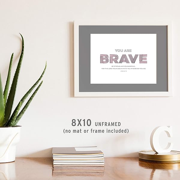 Brave and Loved Christian Nursery Wall Decor - Brave framed image (frame not included)